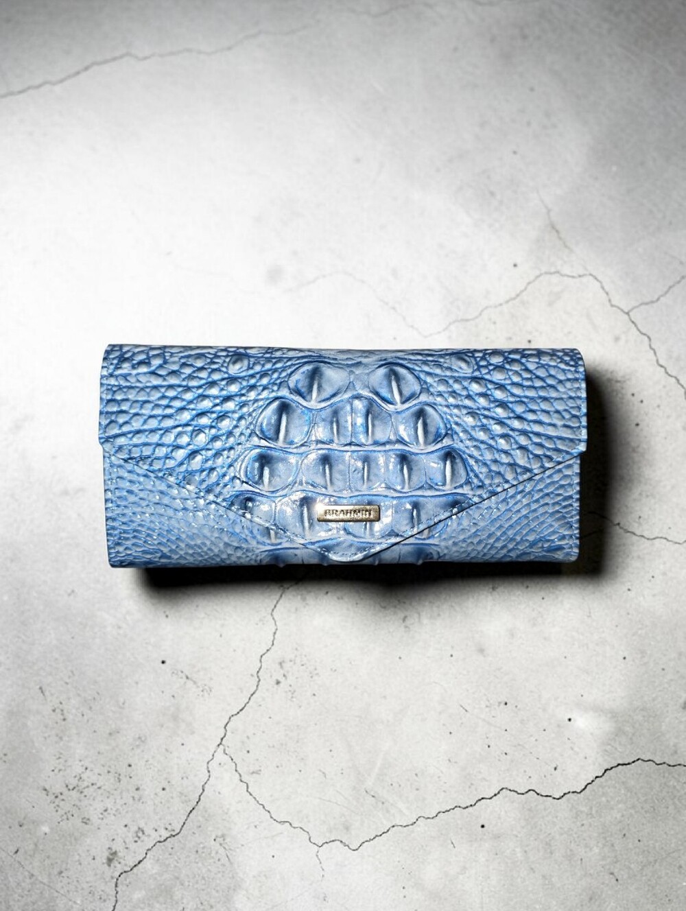 Nwt Brahmin Light Blue Croc-Embossed Clutch Wallet